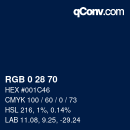 颜色代码: RGB 0 28 70 | qconv.com