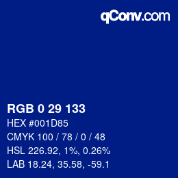 Color code: RGB 0 29 133 | qconv.com