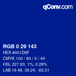 Color code: RGB 0 29 143 | qconv.com