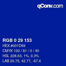 Color code: RGB 0 29 153 | qconv.com