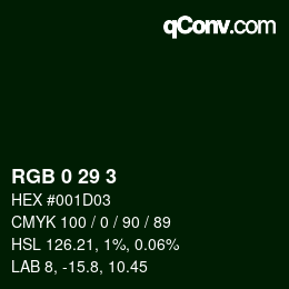 Color code: RGB 0 29 3 | qconv.com