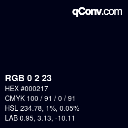 カラーコード: RGB 0 2 23 | qconv.com