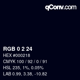 颜色代码: RGB 0 2 24 | qconv.com