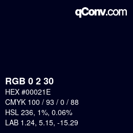 Color code: RGB 0 2 30 | qconv.com