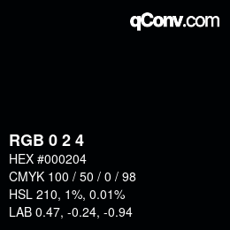 颜色代码: RGB 0 2 4 | qconv.com