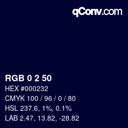 颜色代码: RGB 0 2 50 | qconv.com