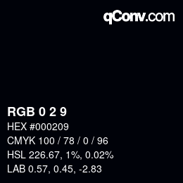 颜色代码: RGB 0 2 9 | qconv.com
