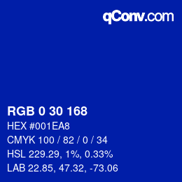 Color code: RGB 0 30 168 | qconv.com