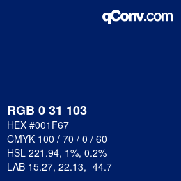 カラーコード: RGB 0 31 103 | qconv.com