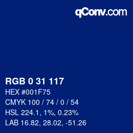 Color code: RGB 0 31 117 | qconv.com