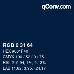 Color code: RGB 0 31 64 | qconv.com