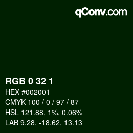 Color code: RGB 0 32 1 | qconv.com