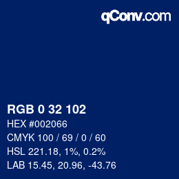 Color code: RGB 0 32 102 | qconv.com