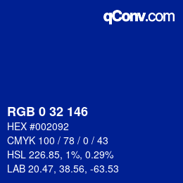 Color code: RGB 0 32 146 | qconv.com