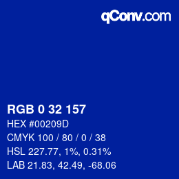 Color code: RGB 0 32 157 | qconv.com