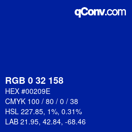 Color code: RGB 0 32 158 | qconv.com