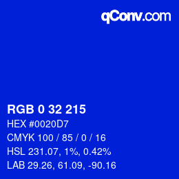 Color code: RGB 0 32 215 | qconv.com