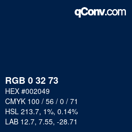 Color code: RGB 0 32 73 | qconv.com