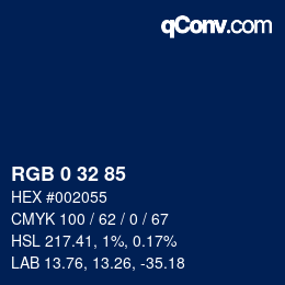 カラーコード: RGB 0 32 85 | qconv.com