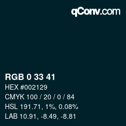 Color code: RGB 0 33 41 | qconv.com