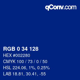 Color code: RGB 0 34 128 | qconv.com