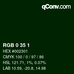 Color code: RGB 0 35 1 | qconv.com