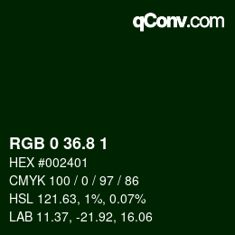 Color code: RGB 0 36.8 1 | qconv.com