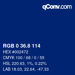 Farbcode: RGB 0 36.8 114 | qconv.com