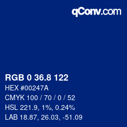 Color code: RGB 0 36.8 122 | qconv.com