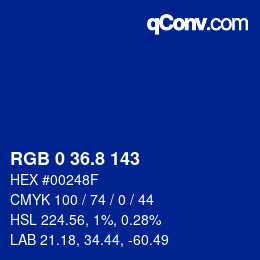 Color code: RGB 0 36.8 143 | qconv.com