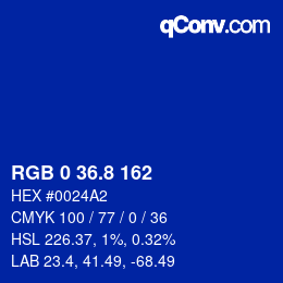 カラーコード: RGB 0 36.8 162 | qconv.com