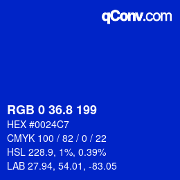 カラーコード: RGB 0 36.8 199 | qconv.com