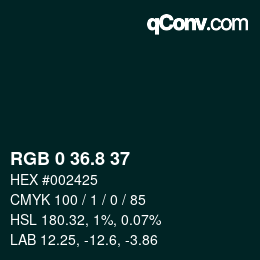 Color code: RGB 0 36.8 37 | qconv.com