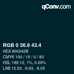 カラーコード: RGB 0 36.8 43.4 | qconv.com