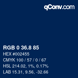 カラーコード: RGB 0 36.8 85 | qconv.com