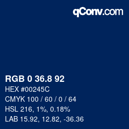 Color code: RGB 0 36.8 92 | qconv.com
