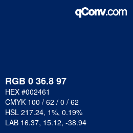 Color code: RGB 0 36.8 97 | qconv.com