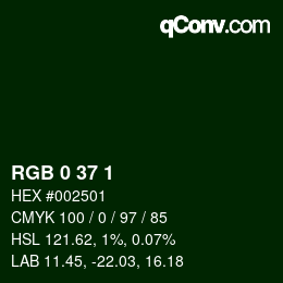 颜色代码: RGB 0 37 1 | qconv.com