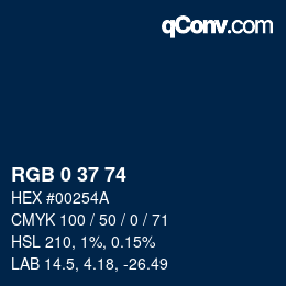 Color code: RGB 0 37 74 | qconv.com