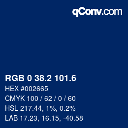 カラーコード: RGB 0 38.2 101.6 | qconv.com