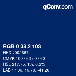 Color code: RGB 0 38.2 103 | qconv.com
