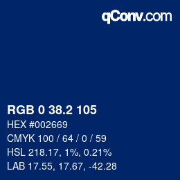 Color code: RGB 0 38.2 105 | qconv.com