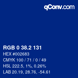 Color code: RGB 0 38.2 131 | qconv.com