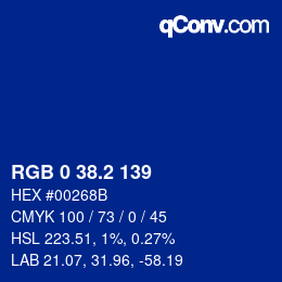 Color code: RGB 0 38.2 139 | qconv.com