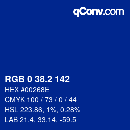 Color code: RGB 0 38.2 142 | qconv.com