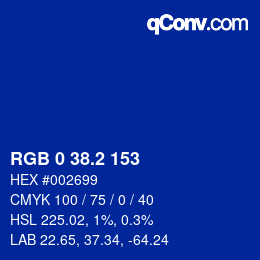 Color code: RGB 0 38.2 153 | qconv.com