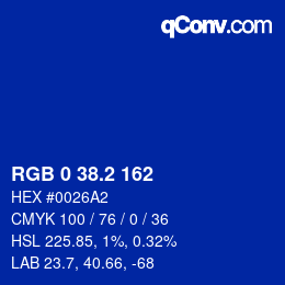 Color code: RGB 0 38.2 162 | qconv.com