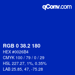 Color code: RGB 0 38.2 180 | qconv.com