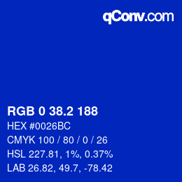 カラーコード: RGB 0 38.2 188 | qconv.com