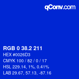 カラーコード: RGB 0 38.2 211 | qconv.com